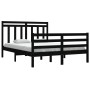 Black solid wood bed frame 140x190 cm by vidaXL, Beds and slatted bases - Ref: Foro24-3105299, Price: 165,95 €, Discount: %