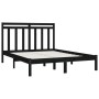 Black solid wood double bed frame 135x190 cm by vidaXL, Beds and slatted bases - Ref: Foro24-3105229, Price: 158,99 €, Discou...