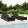 Tumbona 1 ud con cojín ratán sintético negro 201x55x62 cm de vidaXL, Tumbonas - Ref: Foro24-319632, Precio: 165,07 €, Descuen...