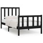 Black solid wood single bed frame 90x190 cm by vidaXL, Beds and slatted bases - Ref: Foro24-3105194, Price: 124,99 €, Discoun...