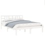 White solid wood bed frame 140x190 cm by vidaXL, Beds and slatted bases - Ref: Foro24-3105386, Price: 127,16 €, Discount: %