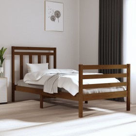 Estructura de cama madera maciza marrón miel 90x200 cm de vidaXL, Camas y somieres - Ref: Foro24-3105303, Precio: 108,99 €, D...