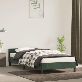 Estructura cama con cabecero terciopelo verde oscuro 100x200 cm de vidaXL, Camas y somieres - Ref: Foro24-347558, Precio: 98,...