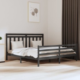 Estructura de cama madera maciza gris Super King 180x200 cm de vidaXL, Camas y somieres - Ref: Foro24-3105332, Precio: 187,99...