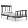 Gray solid wood single bed frame 90x190 cm by vidaXL, Beds and slatted bases - Ref: Foro24-3105347, Price: 98,51 €, Discount: %