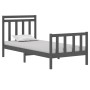 Gray solid wood single bed frame 90x190 cm by vidaXL, Beds and slatted bases - Ref: Foro24-3105347, Price: 98,51 €, Discount: %