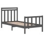 Gray solid wood single bed frame 90x190 cm by vidaXL, Beds and slatted bases - Ref: Foro24-3105347, Price: 98,51 €, Discount: %