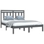 Gray solid wood bed frame 140x200 cm by vidaXL, Beds and slatted bases - Ref: Foro24-3105252, Price: 130,99 €, Discount: %