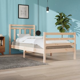 Estructura de cama madera maciza 90x200 cm de vidaXL, Camas y somieres - Ref: Foro24-3105300, Precio: 96,58 €, Descuento: %