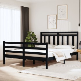 Small double bed frame black solid wood 120x190 cm by vidaXL, Beds and slatted bases - Ref: Foro24-3105289, Price: 138,99 €, ...