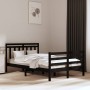 Black solid wood double bed frame 135x190 cm by vidaXL, Beds and slatted bases - Ref: Foro24-3105294, Price: 157,99 €, Discou...