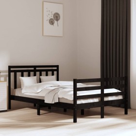 Estructura de cama doble madera maciza negra 135x190 cm de vidaXL, Camas y somieres - Ref: Foro24-3105294, Precio: 157,99 €, ...