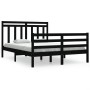 Black solid wood double bed frame 135x190 cm by vidaXL, Beds and slatted bases - Ref: Foro24-3105294, Price: 157,99 €, Discou...