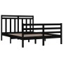 Black solid wood double bed frame 135x190 cm by vidaXL, Beds and slatted bases - Ref: Foro24-3105294, Price: 157,99 €, Discou...