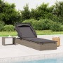 Lounger with folding awning gray synthetic rattan 213x63x97cm by vidaXL, Loungers - Ref: Foro24-319639, Price: 230,80 €, Disc...