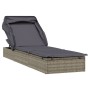 Lounger with folding awning gray synthetic rattan 213x63x97cm by vidaXL, Loungers - Ref: Foro24-319639, Price: 230,80 €, Disc...