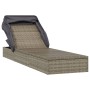 Lounger with folding awning gray synthetic rattan 213x63x97cm by vidaXL, Loungers - Ref: Foro24-319639, Price: 230,80 €, Disc...