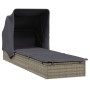 Lounger with folding awning gray synthetic rattan 213x63x97cm by vidaXL, Loungers - Ref: Foro24-319639, Price: 230,80 €, Disc...