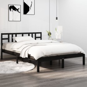 Estructura de cama madera maciza negro Supe King 180x200 cm de vidaXL, Camas y somieres - Ref: Foro24-3105424, Precio: 178,99...