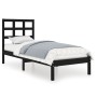 Black solid wood single bed frame 90x190 cm by vidaXL, Beds and slatted bases - Ref: Foro24-3105439, Price: 122,46 €, Discoun...