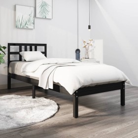 Estructura de cama madera maciza negra 100x200 cm de vidaXL, Camas y somieres - Ref: Foro24-3105399, Precio: 118,74 €, Descue...