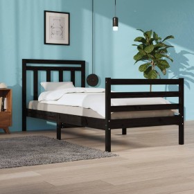 Estructura de cama madera maciza negra 100x200 cm de vidaXL, Camas y somieres - Ref: Foro24-3105309, Precio: 121,99 €, Descue...