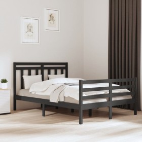 Estructura de cama de madera maciza gris 140x200 cm de vidaXL, Camas y somieres - Ref: Foro24-3105317, Precio: 158,99 €, Desc...