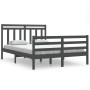 Gray solid wood bed frame 140x200 cm by vidaXL, Beds and slatted bases - Ref: Foro24-3105317, Price: 158,72 €, Discount: %