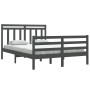 Gray solid wood bed frame 140x200 cm by vidaXL, Beds and slatted bases - Ref: Foro24-3105317, Price: 158,72 €, Discount: %