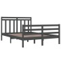 Gray solid wood bed frame 140x200 cm by vidaXL, Beds and slatted bases - Ref: Foro24-3105317, Price: 158,72 €, Discount: %