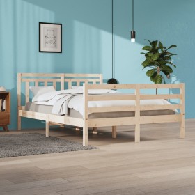 Estructura de cama de madera maciza 160x200 cm de vidaXL, Camas y somieres - Ref: Foro24-3105325, Precio: 137,69 €, Descuento: %