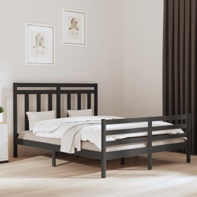 Solid gray pine wood bed frame 160x200 cm by vidaXL, Beds and slatted bases - Ref: Foro24-3105327, Price: 149,99 €, Discount: %