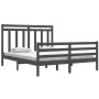 Solid gray pine wood bed frame 160x200 cm by vidaXL, Beds and slatted bases - Ref: Foro24-3105327, Price: 149,33 €, Discount: %