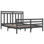 Solid gray pine wood bed frame 160x200 cm by vidaXL, Beds and slatted bases - Ref: Foro24-3105327, Price: 149,33 €, Discount: %