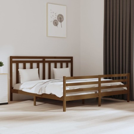 Honey brown solid wood bed frame Super King 180x200 cm by vidaXL, Beds and slatted bases - Ref: Foro24-3105333, Price: 183,92...