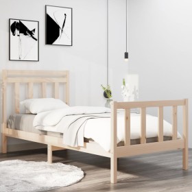 Solid wood bed frame 90x190 cm by vidaXL, Beds and slatted bases - Ref: Foro24-3105345, Price: 90,99 €, Discount: %