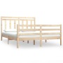 Solid wood double bed frame 135x190 cm by vidaXL, Beds and slatted bases - Ref: Foro24-3105290, Price: 129,99 €, Discount: %