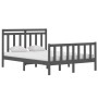 Estructura de cama de madera maciza gris 140x200 cm de vidaXL, Camas y somieres - Ref: Foro24-3105362, Precio: 143,99 €, Desc...