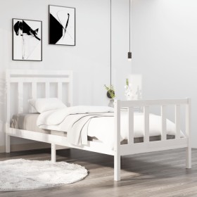 White solid wood single bed frame 90x190 cm by vidaXL, Beds and slatted bases - Ref: Foro24-3105346, Price: 98,99 €, Discount: %