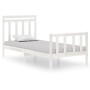 White solid wood single bed frame 90x190 cm by vidaXL, Beds and slatted bases - Ref: Foro24-3105346, Price: 103,58 €, Discoun...