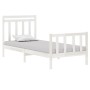 White solid wood single bed frame 90x190 cm by vidaXL, Beds and slatted bases - Ref: Foro24-3105346, Price: 103,58 €, Discoun...