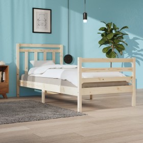 Solid wood bed frame 100x200 cm by vidaXL, Beds and slatted bases - Ref: Foro24-3105305, Price: 103,73 €, Discount: %