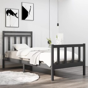 Estructura de cama individual madera maciza gris 75x190 cm de vidaXL, Camas y somieres - Ref: Foro24-3105342, Precio: 103,99 ...