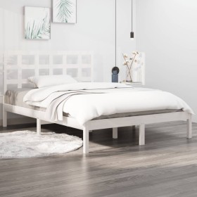 Estructura de cama de madera maciza blanca 140x200 cm de vidaXL, Camas y somieres - Ref: Foro24-3105471, Precio: 123,66 €, De...