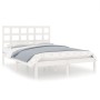 Estructura de cama de madera maciza blanca 140x200 cm de vidaXL, Camas y somieres - Ref: Foro24-3105471, Precio: 121,77 €, De...