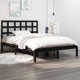 Estructura de cama madera maciza de pino negro 120x200 cm de vidaXL, Camas y somieres - Ref: Foro24-3105469, Precio: 146,99 €...