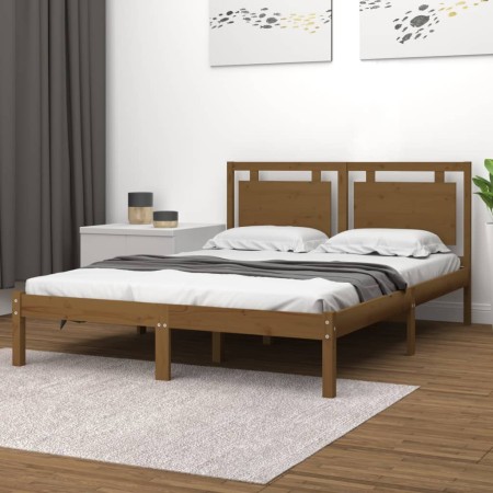 Estructura de cama madera maciza marrón miel 160x200 cm de vidaXL, Camas y somieres - Ref: Foro24-3105548, Precio: 175,51 €, ...