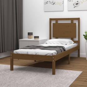 Solid pine wood bed frame honey brown 90x200 cm by vidaXL, Beds and slatted bases - Ref: Foro24-3105523, Price: 120,31 €, Dis...