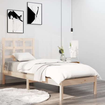 Solid wood bed frame 100x200 cm by vidaXL, Beds and slatted bases - Ref: Foro24-3105460, Price: 86,14 €, Discount: %