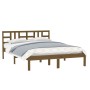 Estructura de cama madera maciza marrón miel 140x190 cm de vidaXL, Camas y somieres - Ref: Foro24-3105388, Precio: 160,99 €, ...